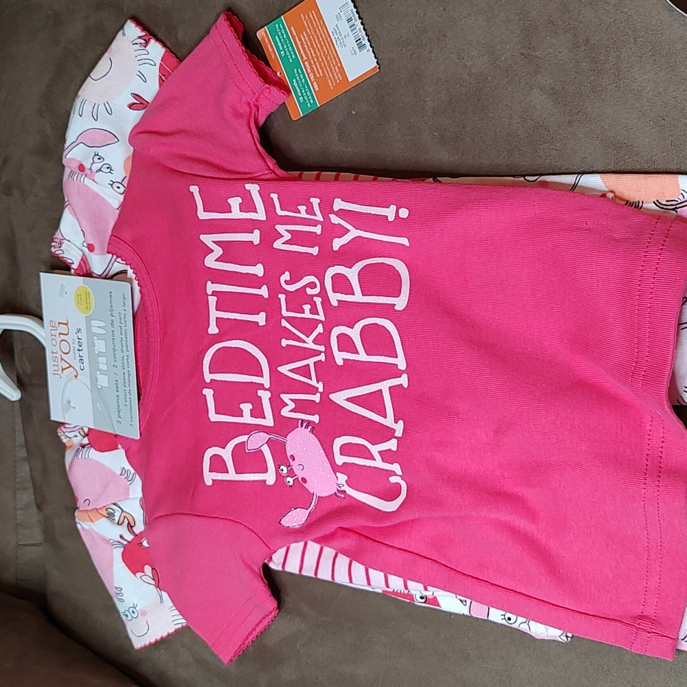 Carters Kids' 4-Piece Bedtime Makes Me Crabby PJ Set 18 month NWT